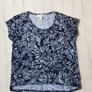 Michael Kors Blue Hi-Lo Floral Top size Small
